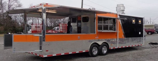 8.5' x 30' Concession Food Trailer Black and Orange Catering