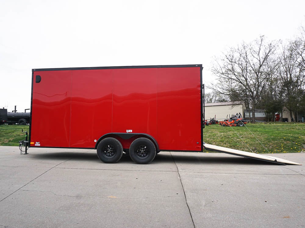 Enclosed Trailer 7x16 Red V-Nose with Blackout Package