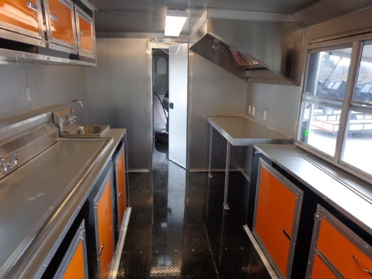 8.5' x 30' Concession Food Trailer Black and Orange Catering