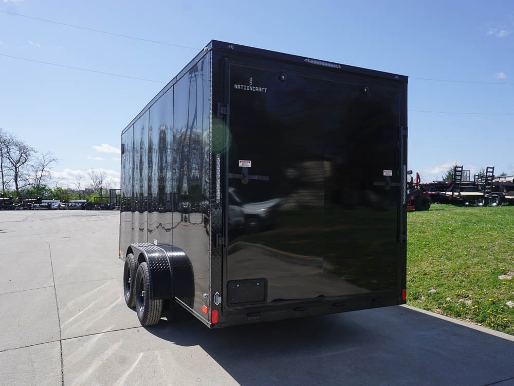 7x16 Enclosed Trailer Black V-Nose Blackout Pkg Tandem Axle