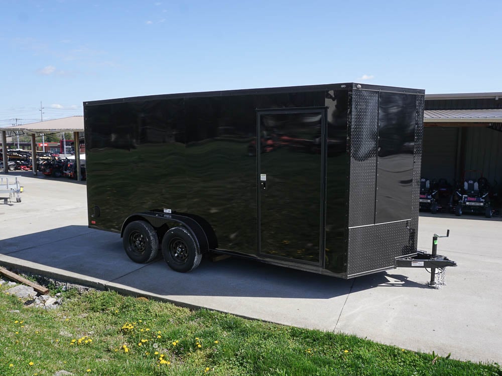 7x16 Enclosed Trailer Black V-Nose Blackout Pkg Tandem Axle