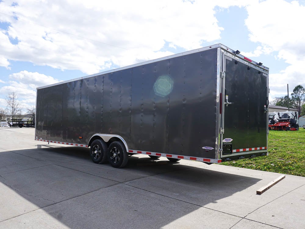 8.5x28 Custom Charcoal Flat Nose Enclosed Trailer (2) 5200 Axles