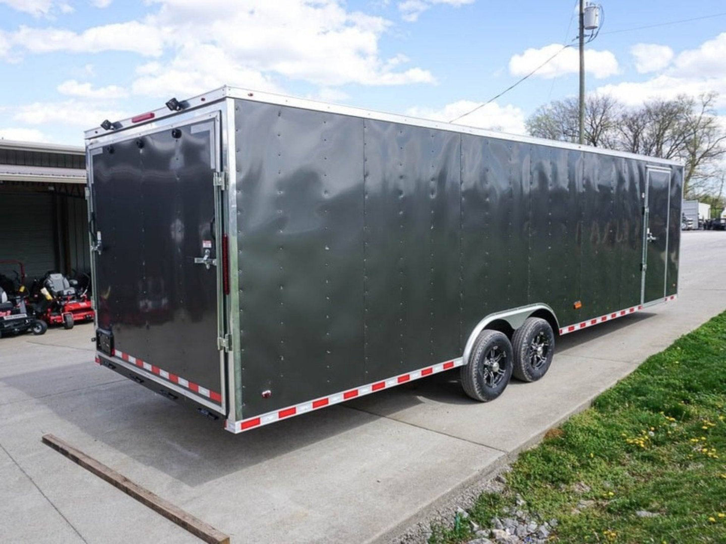 8.5x28 Custom Charcoal Flat Nose Enclosed Trailer (2) 5200 Axles