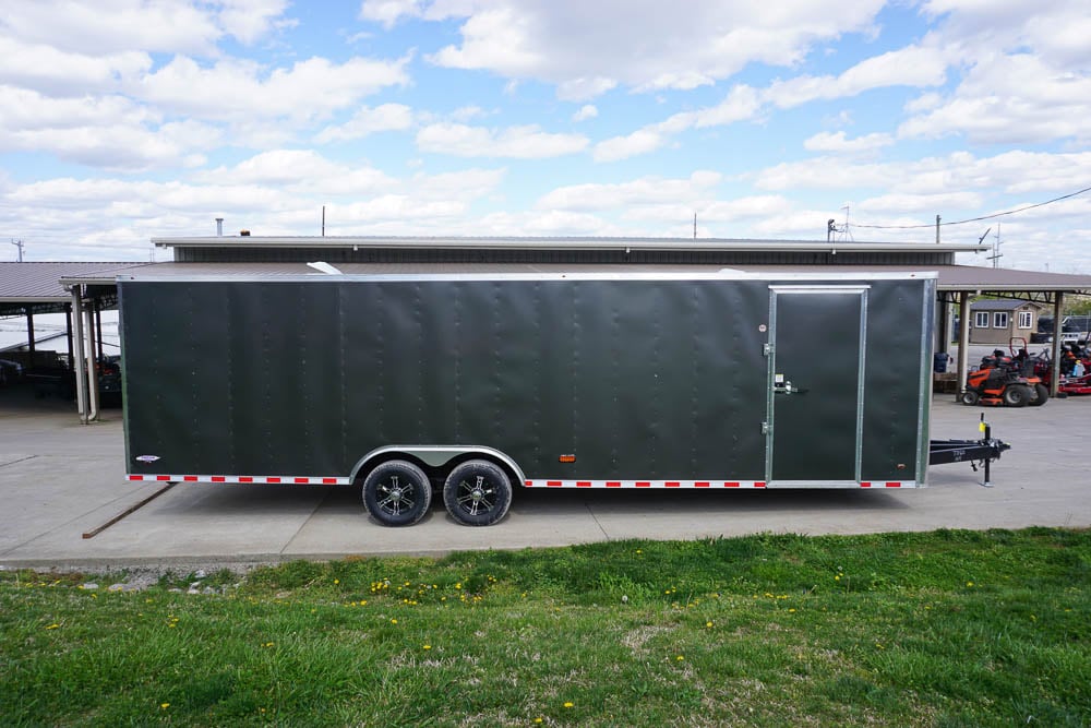 8.5x28 Custom Charcoal Flat Nose Enclosed Trailer (2) 5200 Axles