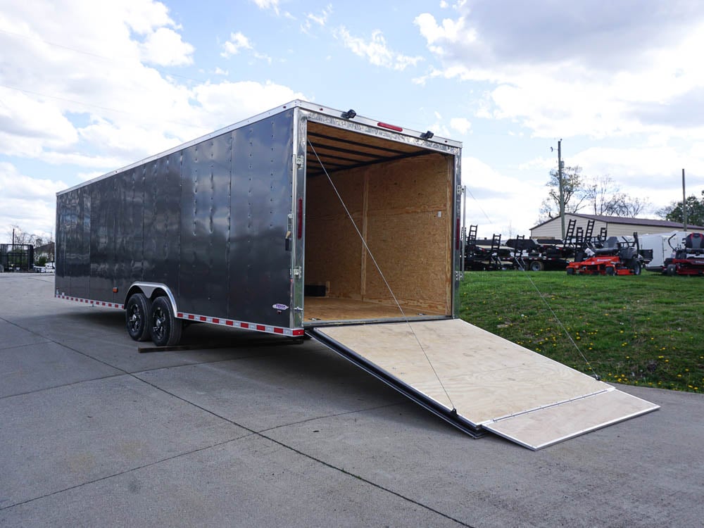 8.5x28 Custom Charcoal Flat Nose Enclosed Trailer (2) 5200 Axles