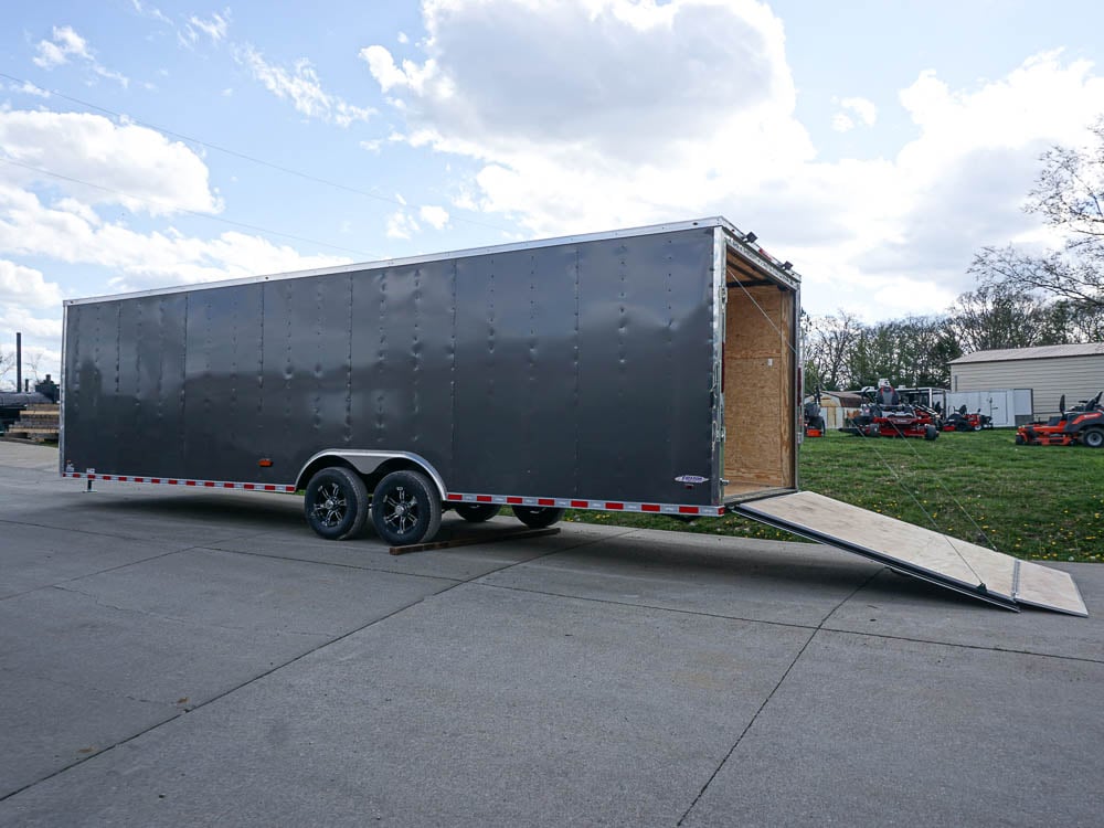 8.5x28 Custom Charcoal Flat Nose Enclosed Trailer (2) 5200 Axles