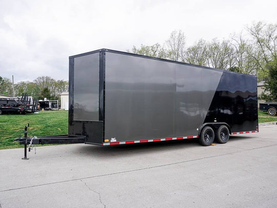 8.5 x 24 Charcoal/Black Enclosed Trailer with Blackout Package Storage - SLE Equipment - 1