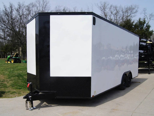 8.5x20 White V - Nose Enclosed Trailer with Blackout (2) 3,500lb Axles - SLE Equipment - 1