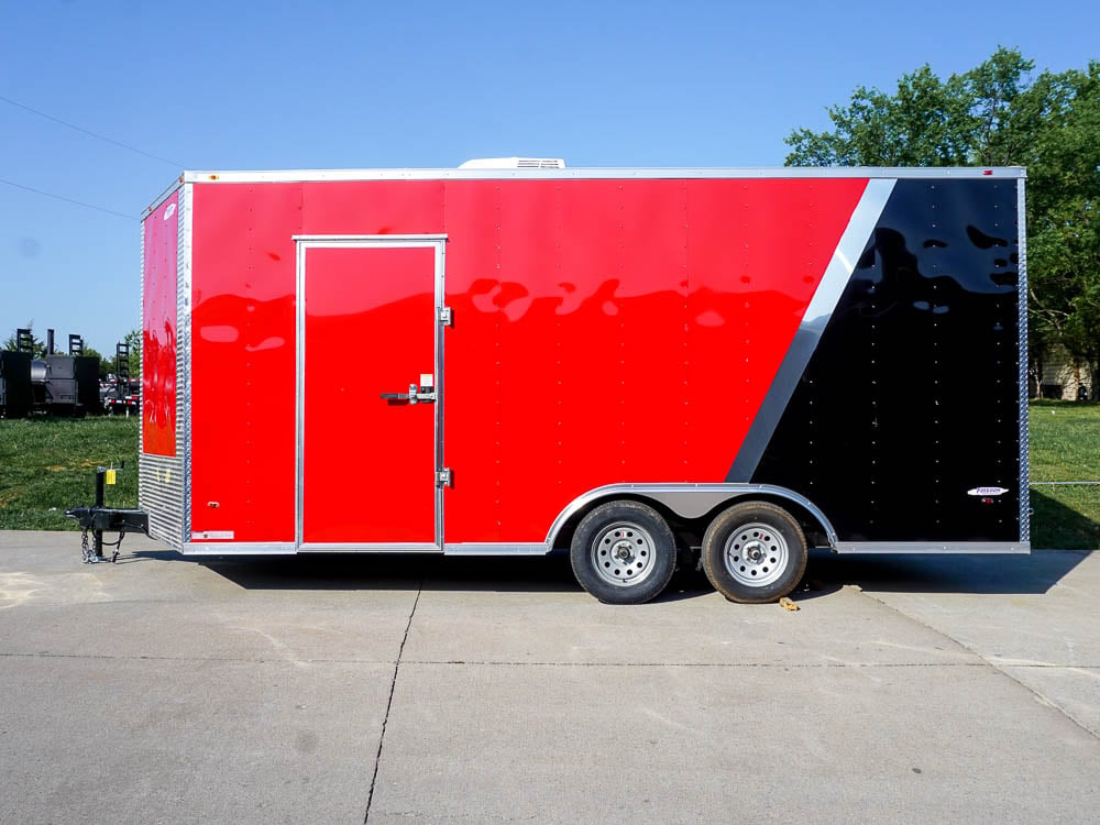 8.5x18 Custom Two-Tone Enclosed Trailer with Rubber Floor