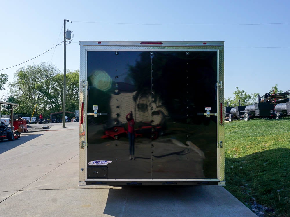 8.5x18 Custom Two-Tone Enclosed Trailer with Rubber Floor