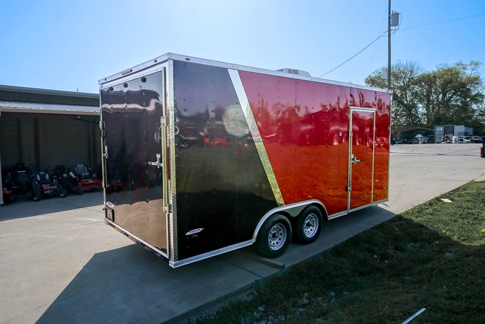 8.5x18 Custom Two-Tone Enclosed Trailer with Rubber Floor