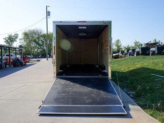 8.5x18 Custom Two-Tone Enclosed Trailer with Rubber Floor