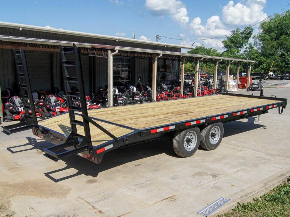 8.5x20 Deckover I - Beam Trailer (2) 5,200lb Axles Stand - Up Ramps 10k GVWR - SLE Equipment - 1