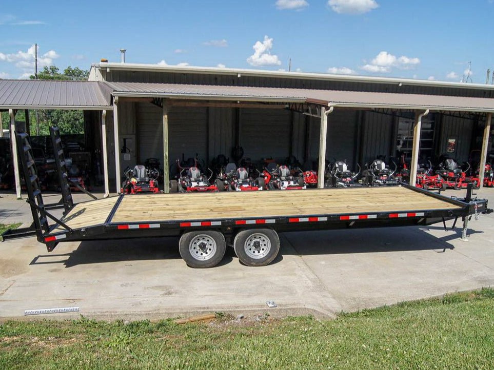 8.5x20 Deckover I - Beam Trailer (2) 5,200lb Axles Stand - Up Ramps 10k GVWR - SLE Equipment - 7