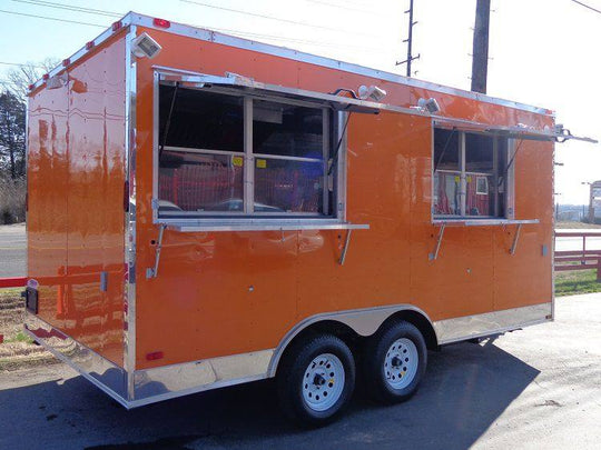 Concession Trailer 8.5'x16' Orange - Catering Vending Food BBQ - SLE Equipment - 52