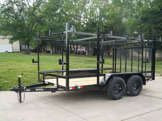 7x12 Straight Deck Utility Trailer (2) 3500lb Axle w/ 4ft Ladder Racks