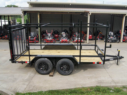 7x12 Straight Deck Utility Trailer (2) 3500lb Axle w/ 4ft Ladder Racks