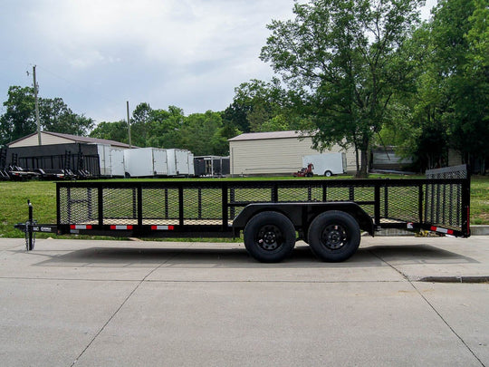 �6.4x18 Dovetail Utility Trailer with 2ft Mesh Sides (2) 3500lb Axles