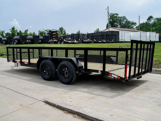 �6.4x18 Dovetail Utility Trailer with 2ft Mesh Sides (2) 3500lb Axles