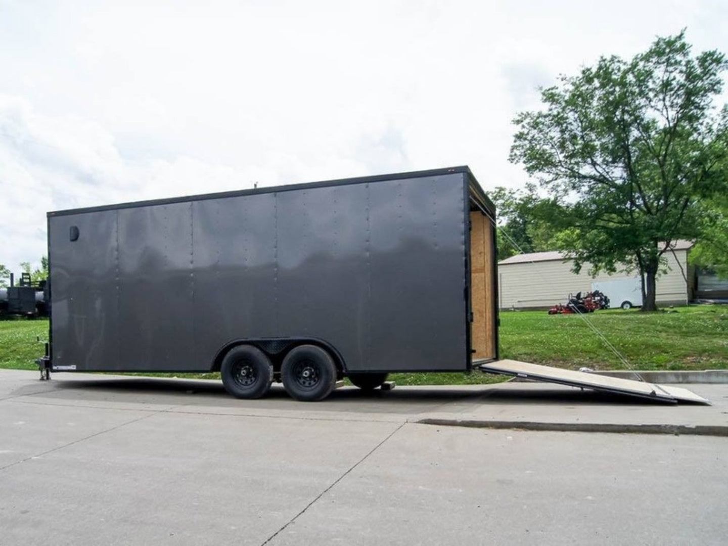 8.5x20 Charcoal Enclosed Trailer with Blackout Package (2) 5200lb Axles Storage - SLE Equipment - 8