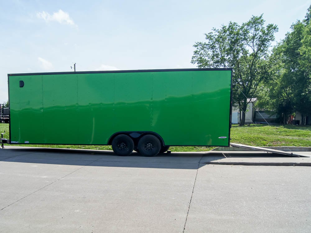 8.5x24 Lime Green Enclosed Trailer with Blackout Package (2) 5200lb Axles