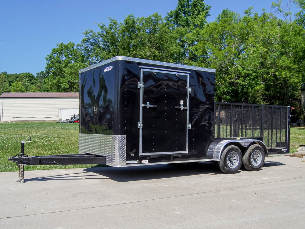 7x18 Hybrid Flat-Nose Enclosed Trailer with 4ft Mesh Deck