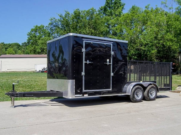 7x18 Hybrid Flat - Nose Enclosed Trailer with 4ft Mesh Deck Storage - SLE Equipment - 1