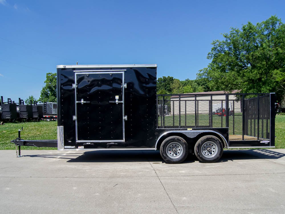 7x18 Hybrid Flat-Nose Enclosed Trailer with 4ft Mesh Deck