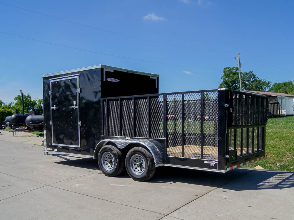 7x18 Hybrid Flat-Nose Enclosed Trailer with 4ft Mesh Deck