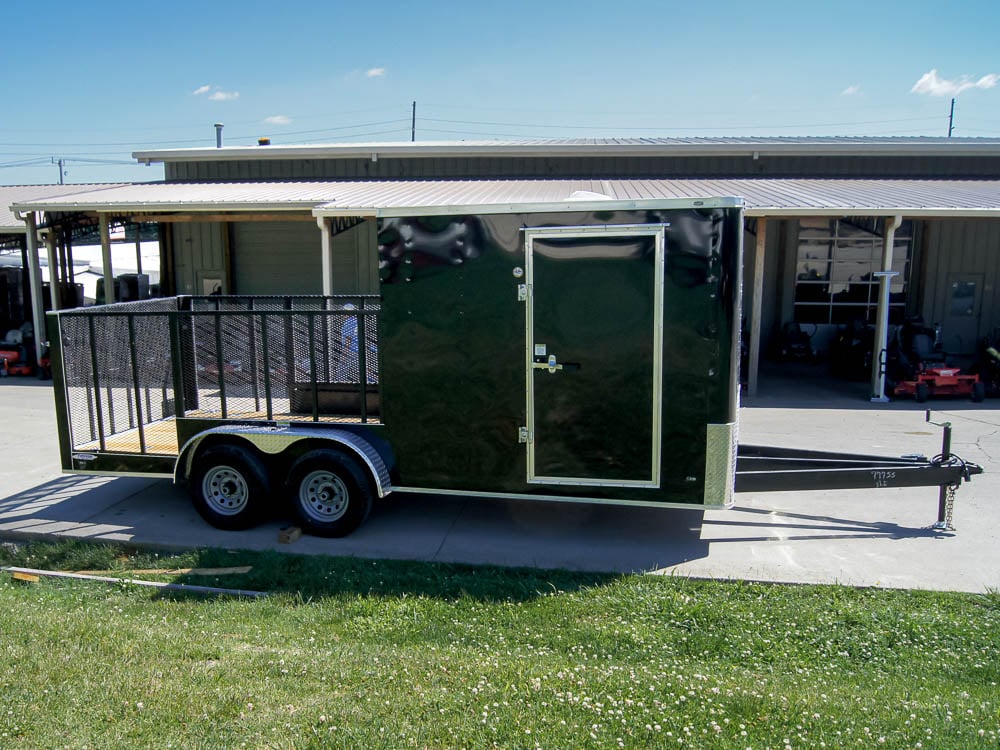 7x18 Hybrid Flat-Nose Enclosed Trailer with 4ft Mesh Deck