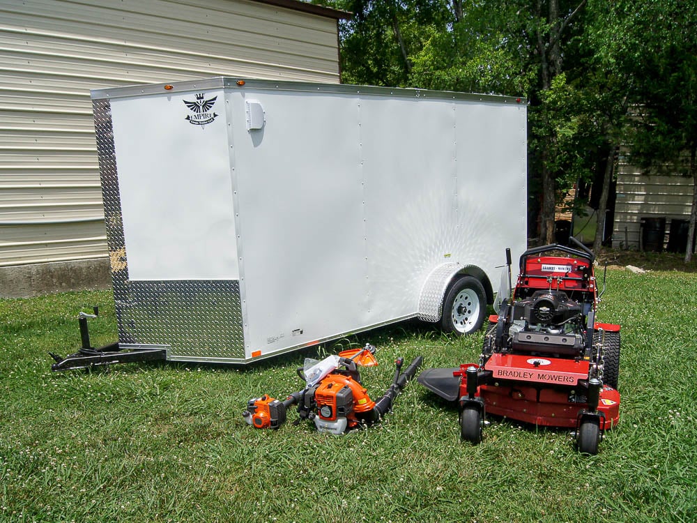 Bradley 36" Stand-On Zero Turn Mower Enclosed Trailer Handheld Package Deal