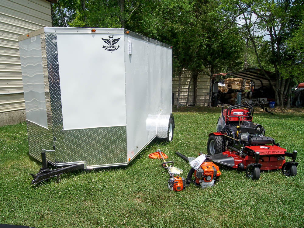 Bradley 36" Stand-On Zero Turn Mower Enclosed Trailer Handheld Package Deal