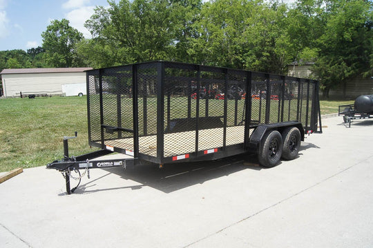 6.4x16 Utility Trailer Straight Deck with 4ft Mesh Sides Tandem Axle