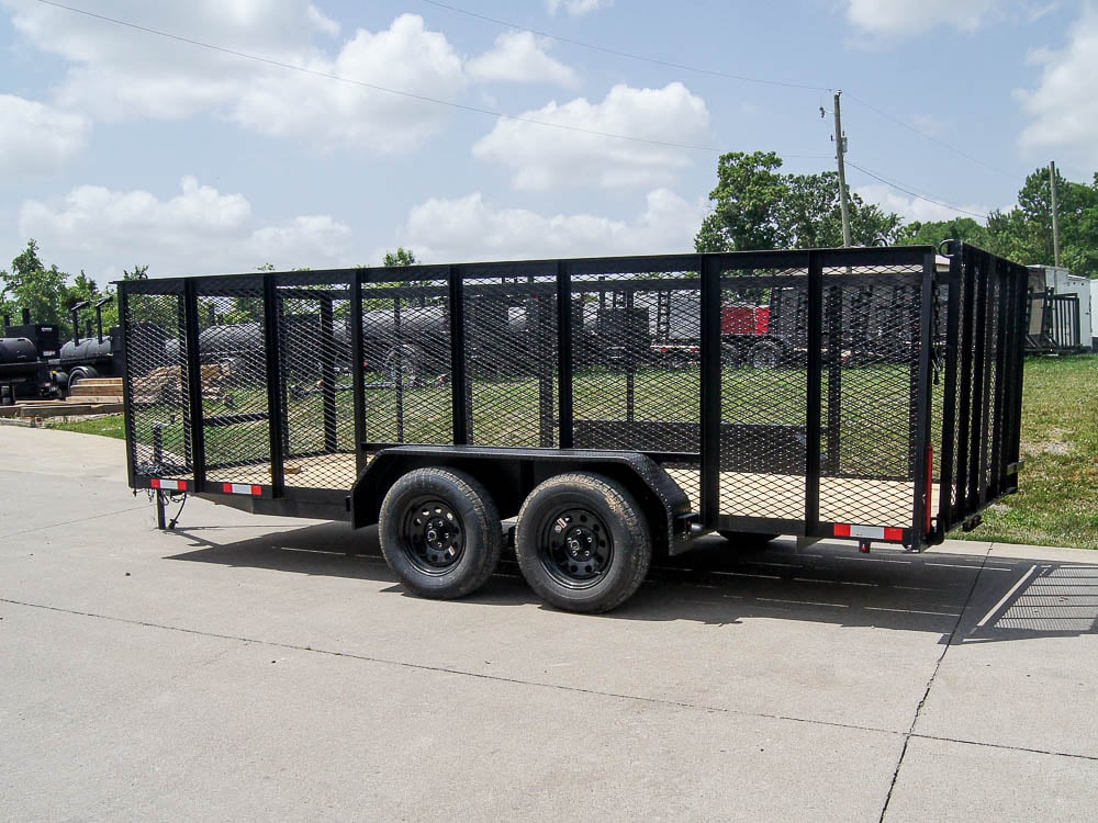 6.4x16 Utility Trailer Straight Deck with 4ft Mesh Sides Tandem Axle