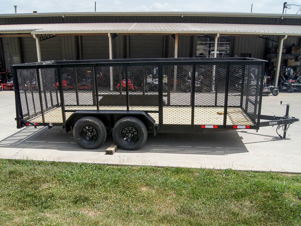 6.4x16 Utility Trailer Straight Deck with 4ft Mesh Sides Tandem Axle