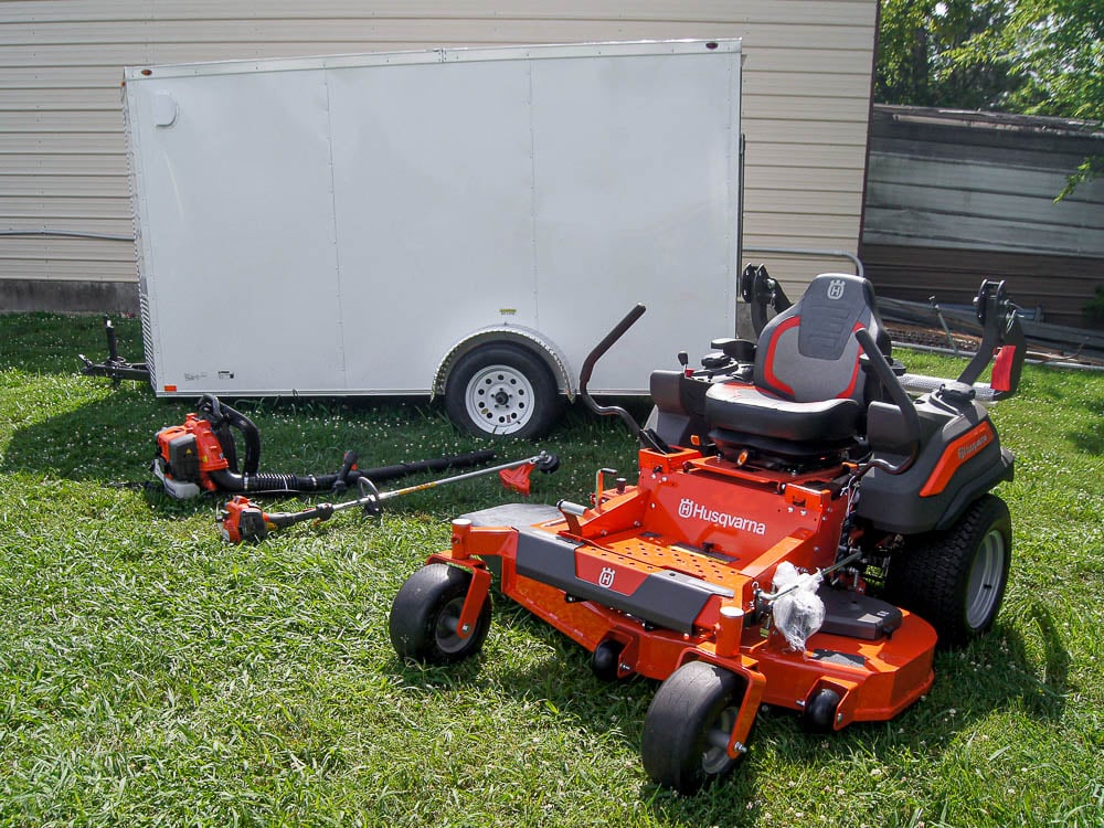 Husqvarna Z454XS Zero Turn Mower Enclosed Trailer Handheld Fleet Package