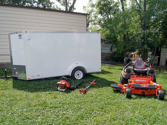 Husqvarna Z454XS Zero Turn Mower Enclosed Trailer Handheld Fleet Package