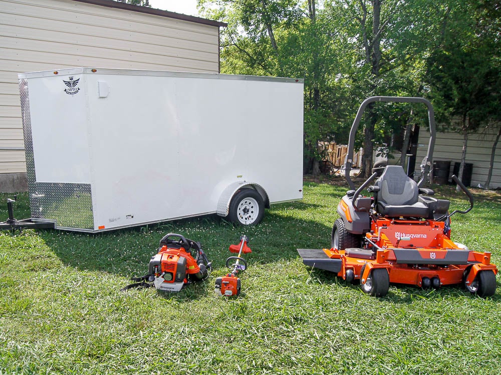 Husqvarna Z460 Zero Turn Mower Enclosed Trailer Handheld Fleet Package