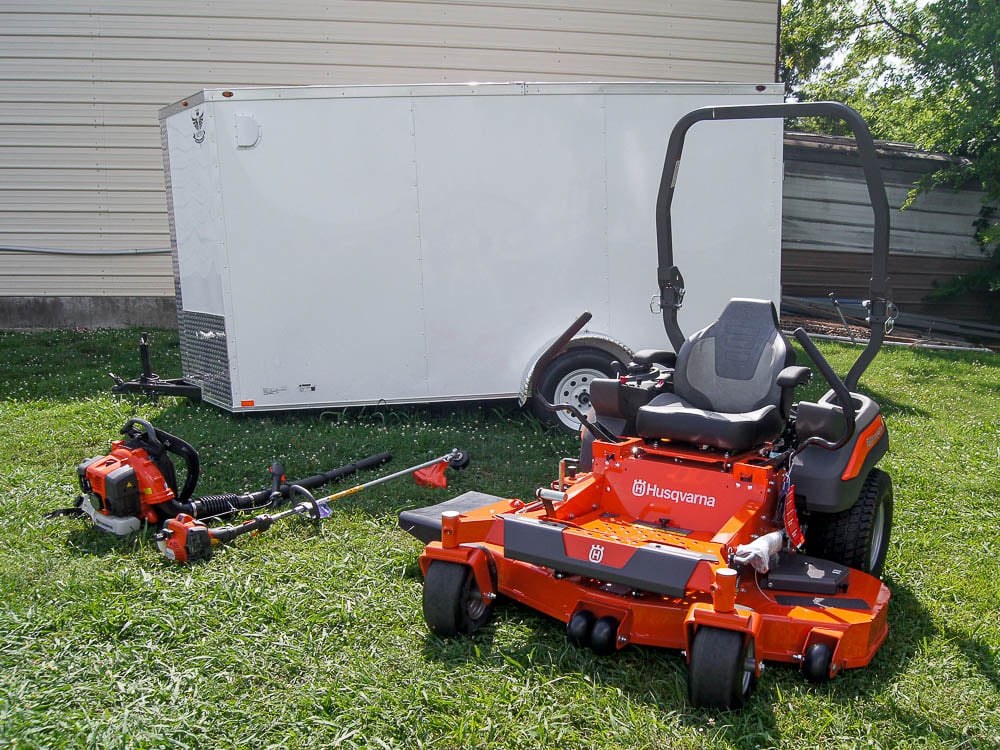 Husqvarna Z460 Zero Turn Mower Enclosed Trailer Handheld Fleet Package