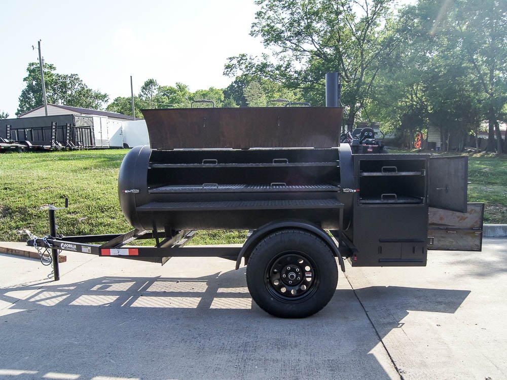 250 Gallon Pull-Behind BBQ Smoker Single Door with Counterweight 3500lb Axle