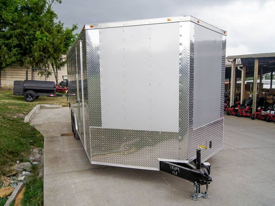 8.5x20 Silver Enclosed Trailer V - Nose (2) 5,200lb Axles Storage - SLE Equipment - 1