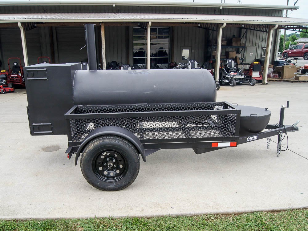 Pull Behind BBQ Smoker 250 Gallon with Charcoal Kettle 3500lb Axle