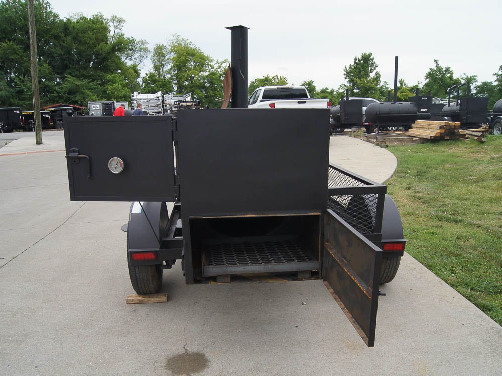 Pull Behind BBQ Smoker 250 Gallon with Charcoal Kettle 3500lb Axle