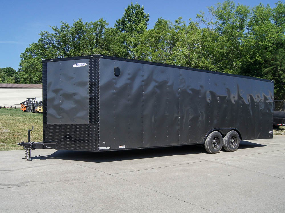 8.5x24 Charcoal Grey V-Nose Enclosed Trailer with Blackout Package