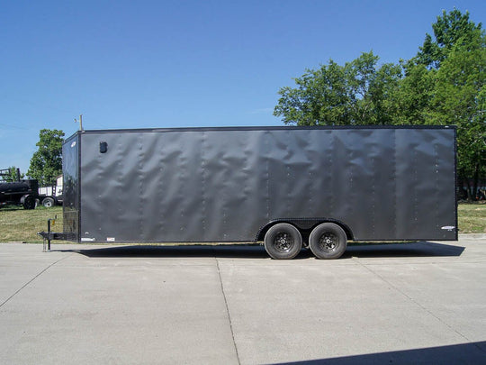 8.5x24 Charcoal Grey V-Nose Enclosed Trailer with Blackout Package