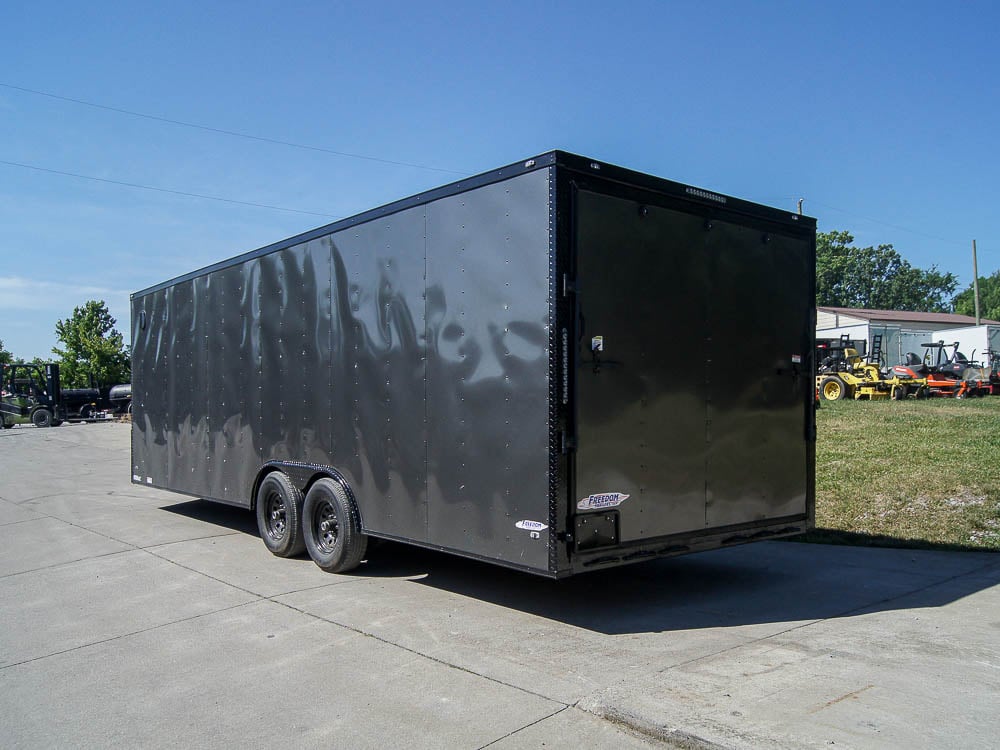 8.5x24 Charcoal Grey V-Nose Enclosed Trailer with Blackout Package