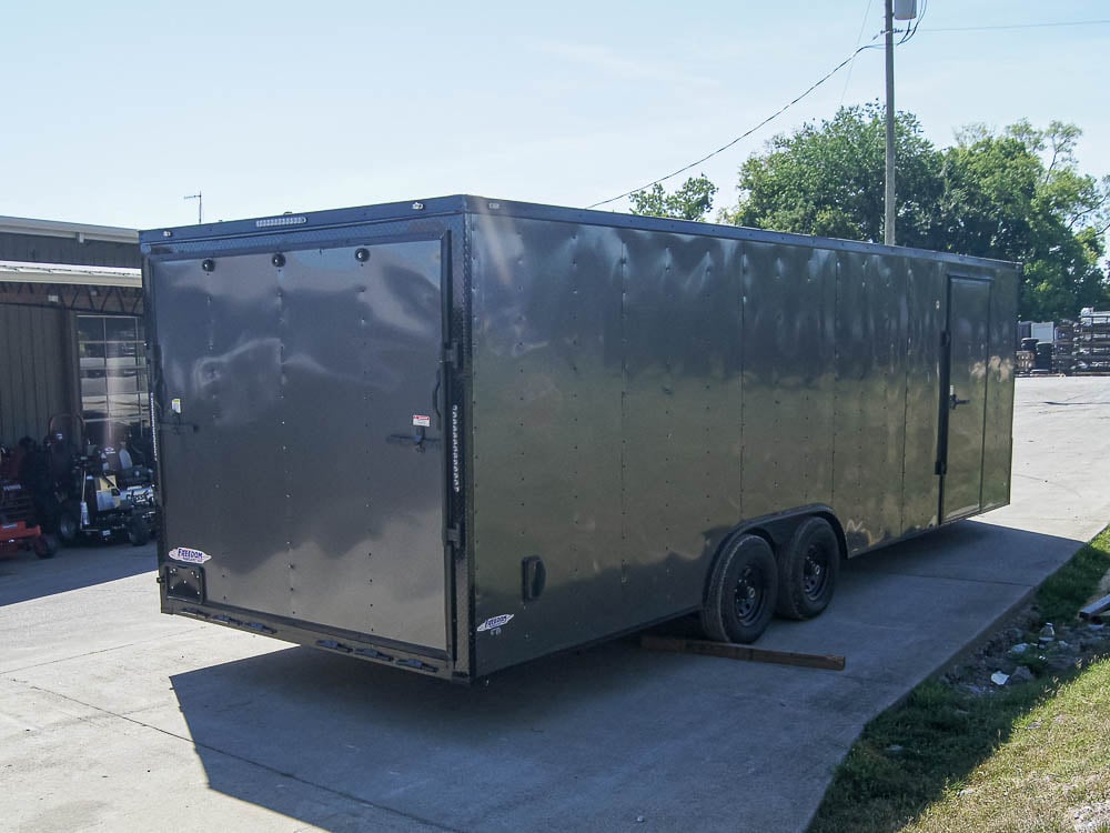 8.5x24 Charcoal Grey V-Nose Enclosed Trailer with Blackout Package