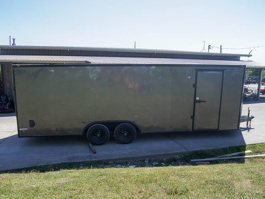 8.5x24 Charcoal Grey V-Nose Enclosed Trailer with Blackout Package