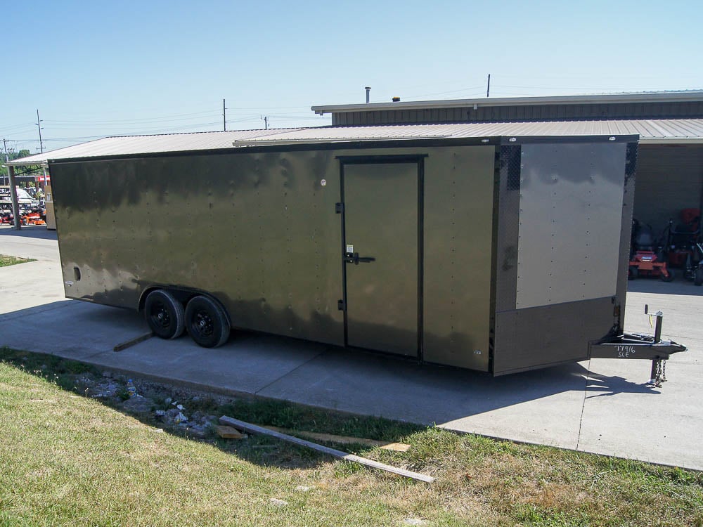 8.5x24 Charcoal Grey V-Nose Enclosed Trailer with Blackout Package