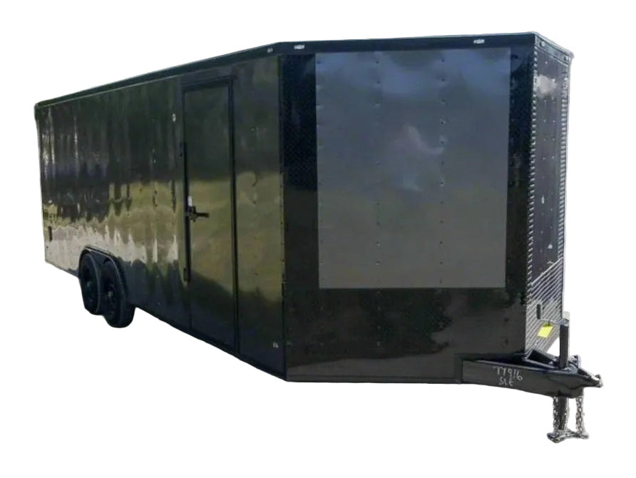8.5x24 Charcoal Grey V - Nose Enclosed Trailer with Blackout Package Storage - SLE Equipment - 1